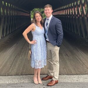 ASTR Dress | Size M | Floral Eyelet Pattern | Periwinkle Color | zipper in back